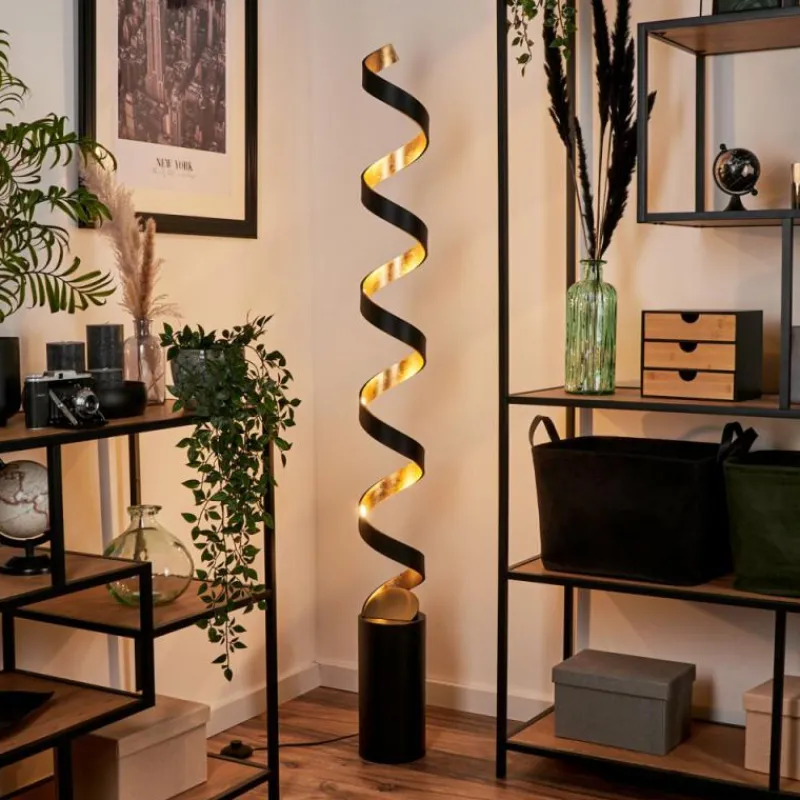 Lampes Art Déco-hofstein Lampadaire Rezat LED Noir doré, 1 lumière