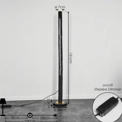 Lampes En Bois-hofstein Lampadaire Rodeche LED Laiton, Noir, 1 lumière