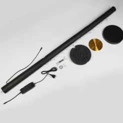 Lampes En Bois-hofstein Lampadaire Rodeche LED Laiton, Noir, 1 lumière