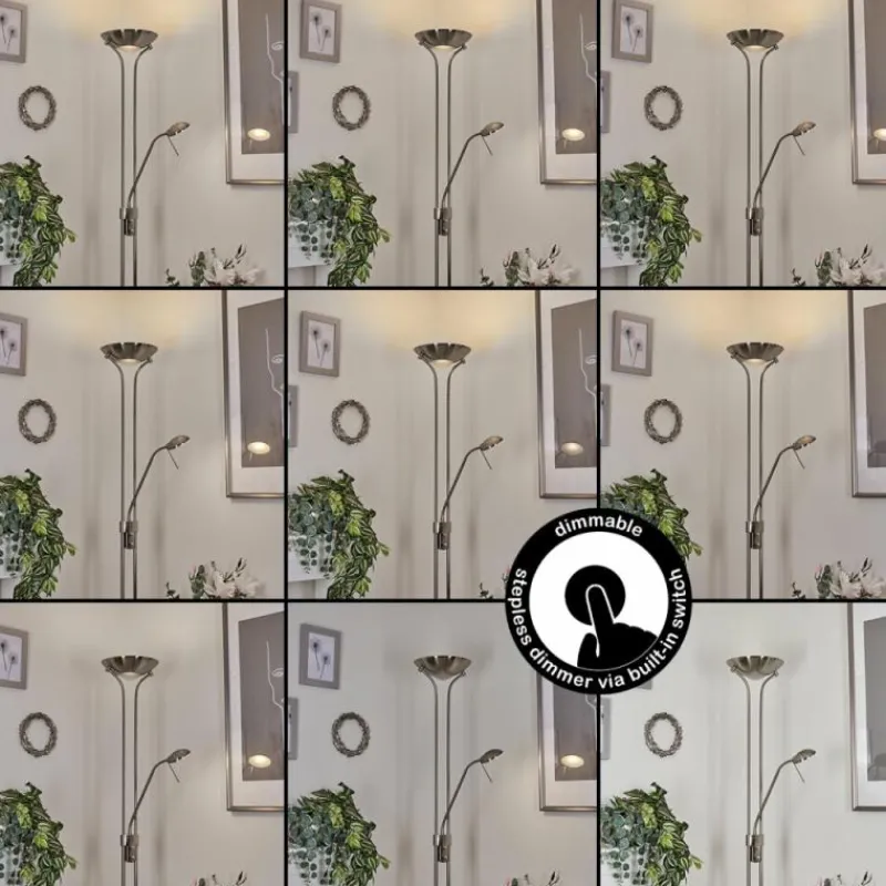 hofstein Lampadaire Rom LED Nickel mat, 2 lumières