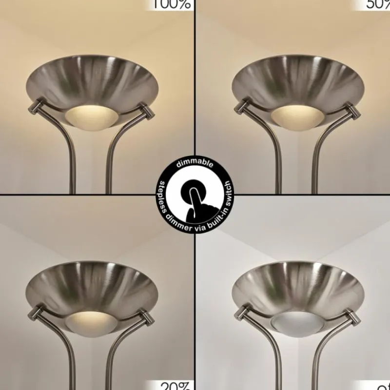 hofstein Lampadaire Rom LED Nickel mat, 2 lumières