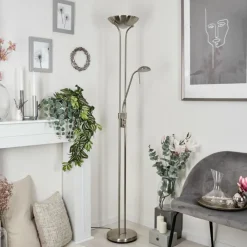 hofstein Lampadaire Rom LED Nickel mat, 2 lumières