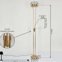 hofstein Lampadaire Rom LED Vieux laiton, 2 lumières