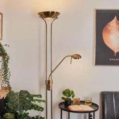 hofstein Lampadaire Rom LED Vieux laiton, 2 lumières