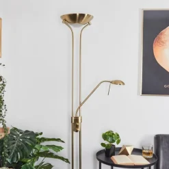 hofstein Lampadaire Rom LED Vieux laiton, 2 lumières