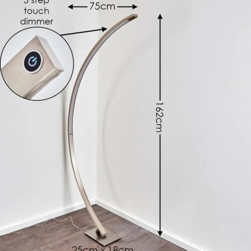 hofstein Lampadaire Ruswil LED Nickel mat, 1 lumière* Lampadaires Et Lampes Sur Pied