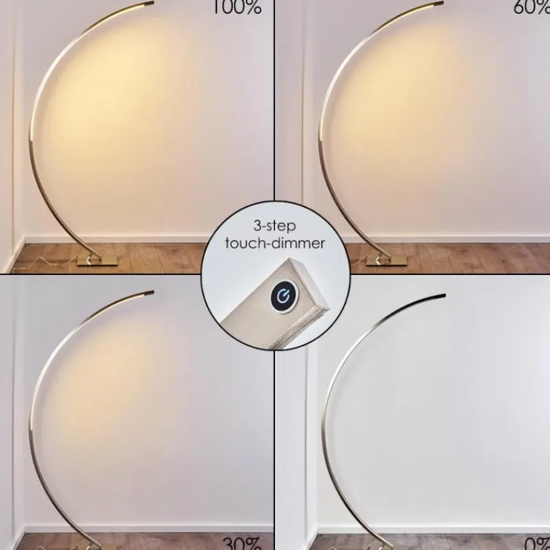 hofstein Lampadaire Ruswil LED Nickel mat, 1 lumière* Lampadaires Et Lampes Sur Pied