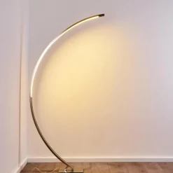 hofstein Lampadaire Ruswil LED Nickel mat, 1 lumière* Lampadaires Et Lampes Sur Pied