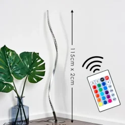 hofstein Lampadaire Saginaw LED Nickel mat, 1 lumière, Télécommandes, Changeur de couleurs