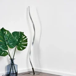 hofstein Lampadaire Saginaw LED Nickel mat, 1 lumière, Télécommandes, Changeur de couleurs