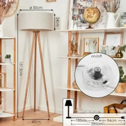 Lampes En Tissu-hofstein Lampadaire Saladillo Bois foncé, Blanc, 1 lumière