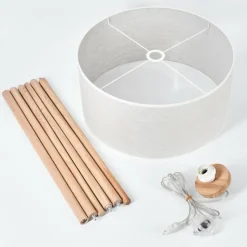 Lampes En Tissu-hofstein Lampadaire Saladillo Bois foncé, Blanc, 1 lumière