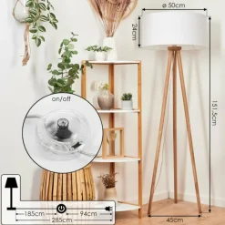 Lampes En Tissu-hofstein Lampadaire Saladillo Bois foncé, Blanc, 1 lumière