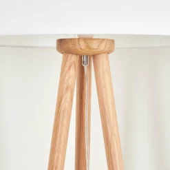 Lampes En Tissu-hofstein Lampadaire Saladillo Bois foncé, Blanc, 1 lumière