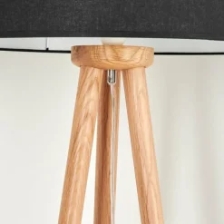 Lampes En Tissu-hofstein Lampadaire Saladillo Bois foncé, Blanc, 1 lumière