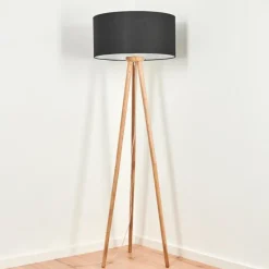 Lampes En Tissu-hofstein Lampadaire Saladillo Bois foncé, Blanc, 1 lumière