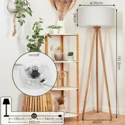 Lampes En Tissu-hofstein Lampadaire Saladillo Bois foncé, Blanc, 1 lumière