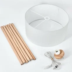 Lampes En Tissu-hofstein Lampadaire Saladillo Bois foncé, Blanc, 1 lumière