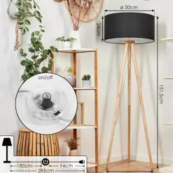 Lampes En Tissu-hofstein Lampadaire Saladillo Bois clair, Blanc, 1 lumière