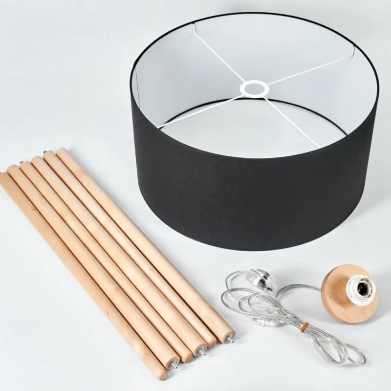 Lampes En Tissu-hofstein Lampadaire Saladillo Bois clair, Blanc, 1 lumière