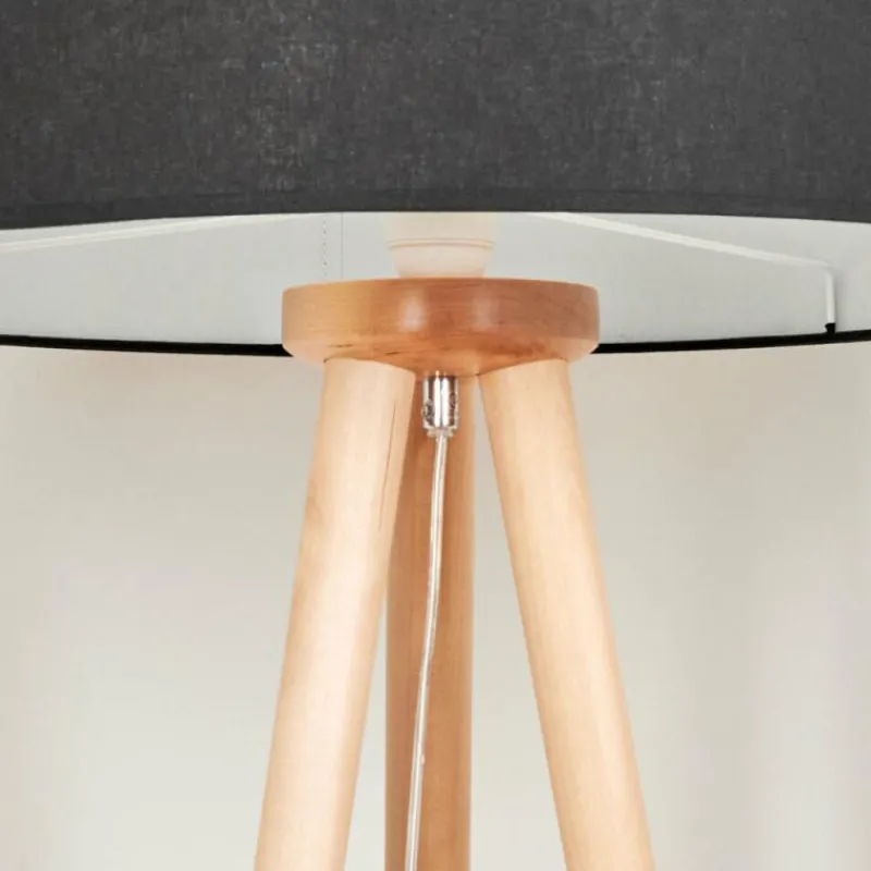 Lampes En Tissu-hofstein Lampadaire Saladillo Bois clair, Blanc, 1 lumière