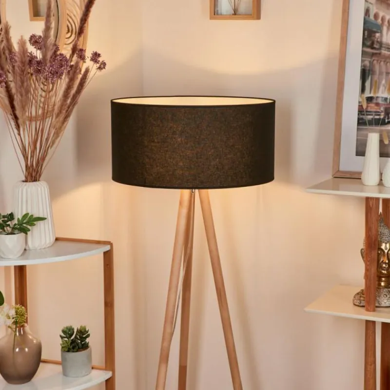 Lampes En Tissu-hofstein Lampadaire Saladillo Bois clair, Blanc, 1 lumière