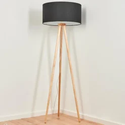 Lampes En Tissu-hofstein Lampadaire Saladillo Bois clair, Blanc, 1 lumière