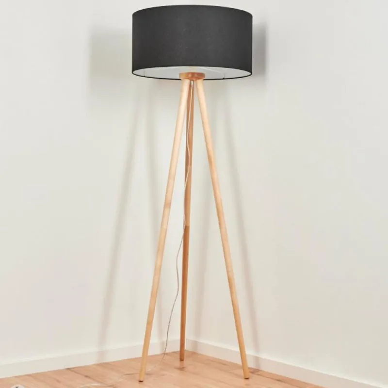 Lampes En Tissu-hofstein Lampadaire Saladillo Bois clair, Blanc, 1 lumière