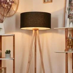 Lampes En Tissu-hofstein Lampadaire Saladillo Bois clair, Blanc, 1 lumière