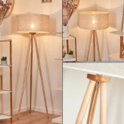 Lampes En Tissu-hofstein Lampadaire Saladillo Bois clair, Blanc, 1 lumière