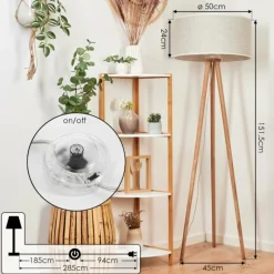 Lampes En Tissu-hofstein Lampadaire Saladillo Bois clair, Blanc, 1 lumière