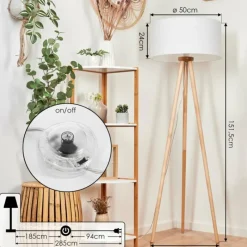 Lampes En Tissu-hofstein Lampadaire Saladillo Bois clair, Blanc, 1 lumière