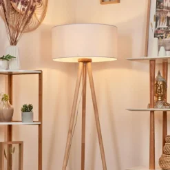 Lampes En Tissu-hofstein Lampadaire Saladillo Bois clair, Blanc, 1 lumière