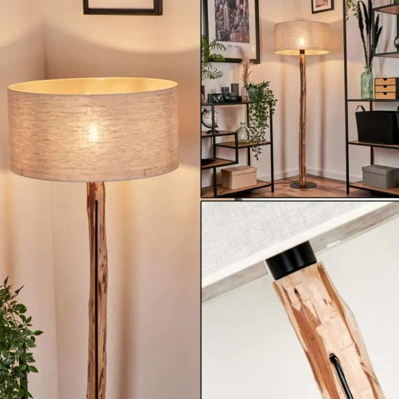 Lampes En Tissu-hofstein Lampadaire Saladillo Écru, Noir, 1 lumière