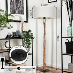 Lampes En Tissu-hofstein Lampadaire Saladillo Écru, Noir, 1 lumière