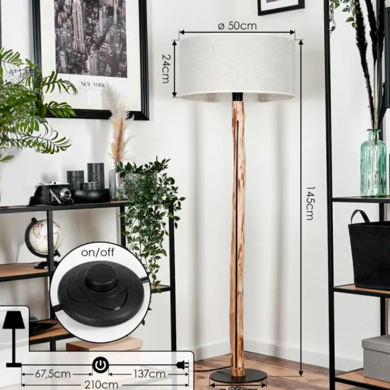 Lampes En Tissu-hofstein Lampadaire Saladillo Écru, Noir, 1 lumière