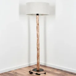 Lampes En Tissu-hofstein Lampadaire Saladillo Écru, Noir, 1 lumière