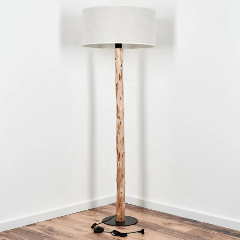 Lampes En Tissu-hofstein Lampadaire Saladillo Écru, Noir, 1 lumière