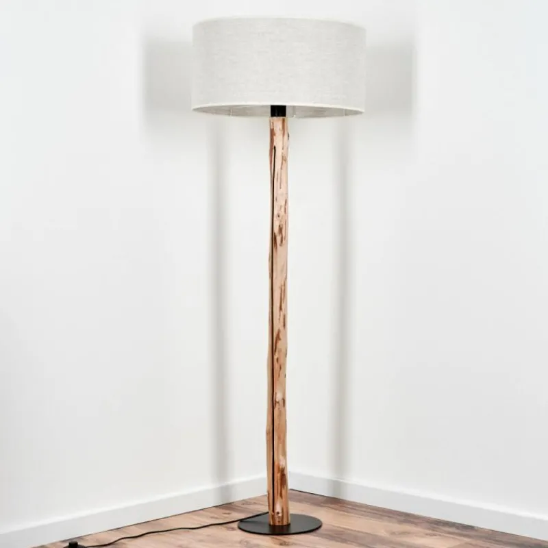 Lampes En Tissu-hofstein Lampadaire Saladillo Écru, Noir, 1 lumière