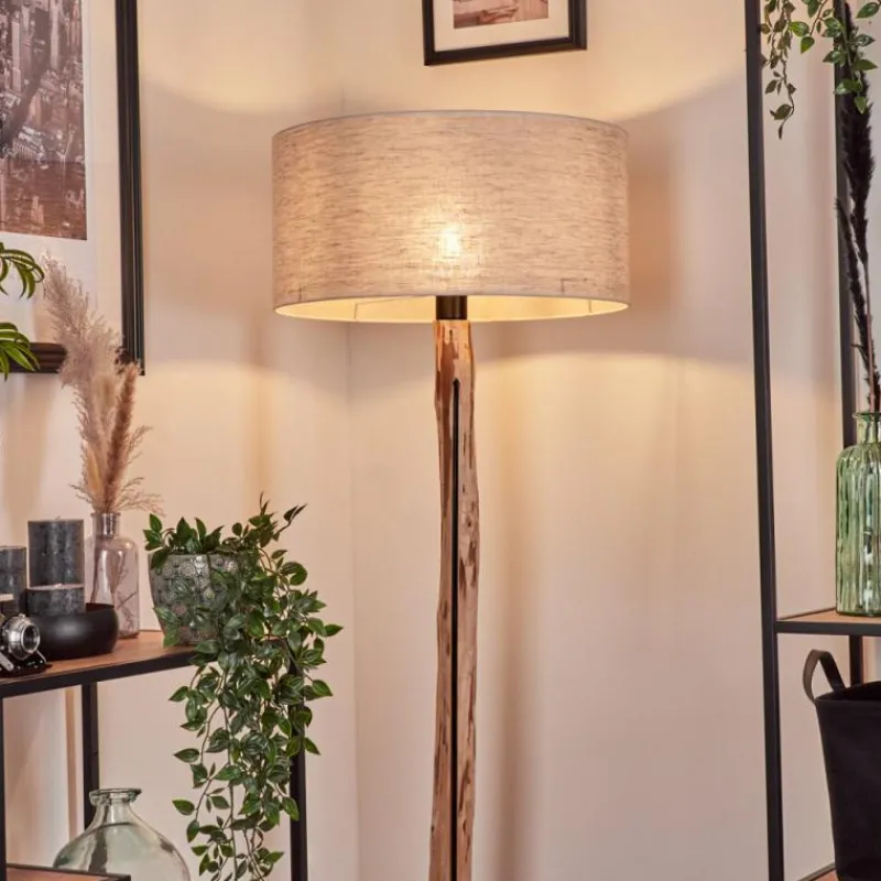 Lampes En Tissu-hofstein Lampadaire Saladillo Écru, Noir, 1 lumière