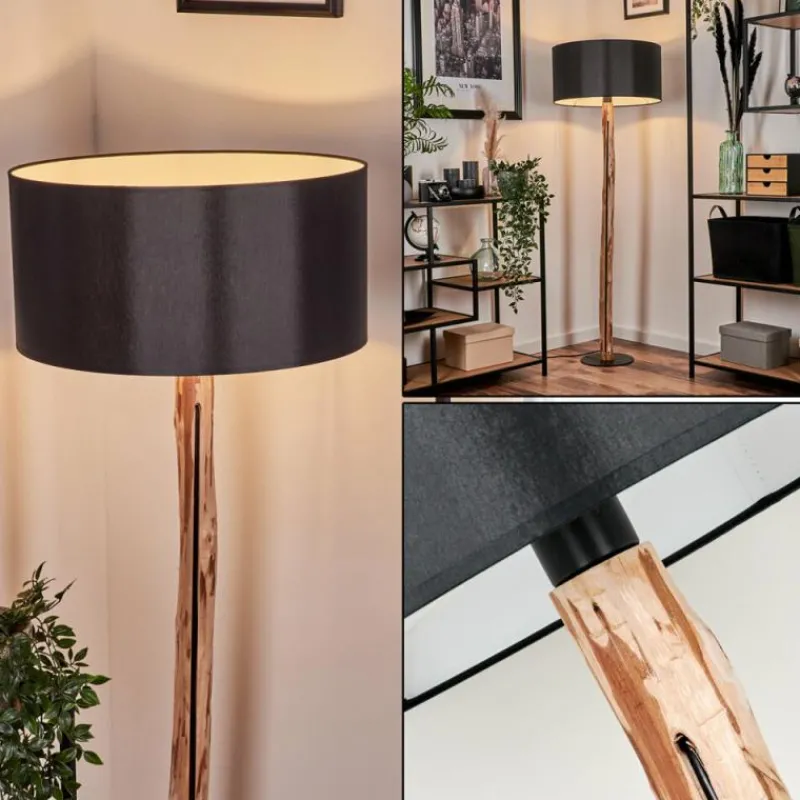 Lampes En Tissu-hofstein Lampadaire Saladillo Écru, Noir, 1 lumière