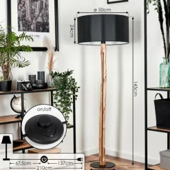 Lampes En Tissu-hofstein Lampadaire Saladillo Écru, Noir, 1 lumière