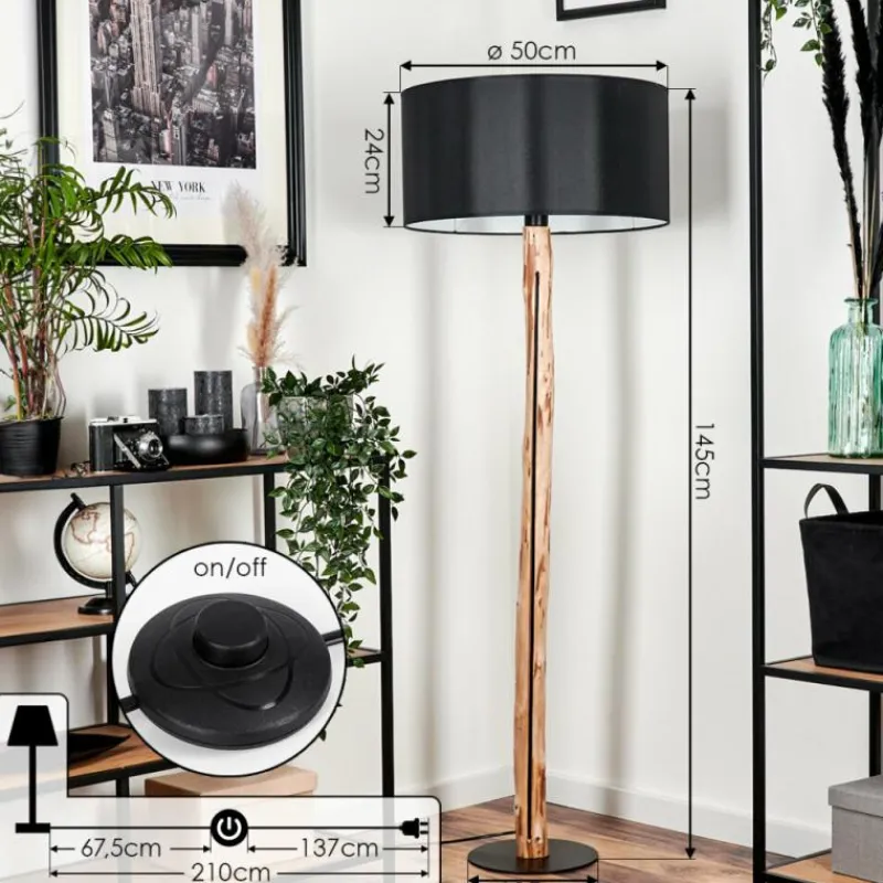 Lampes En Tissu-hofstein Lampadaire Saladillo Écru, Noir, 1 lumière