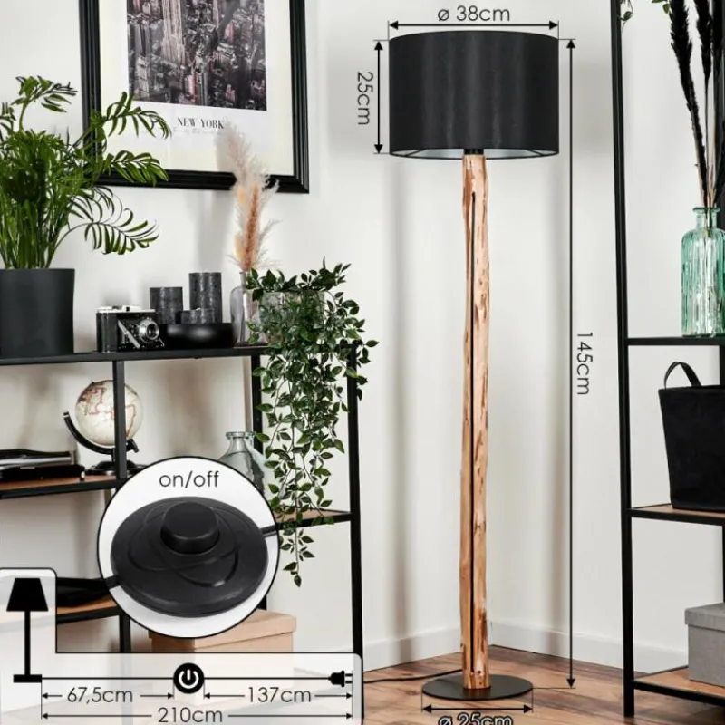 Lampes En Tissu-hofstein Lampadaire Saladillo Écru, Noir, 1 lumière