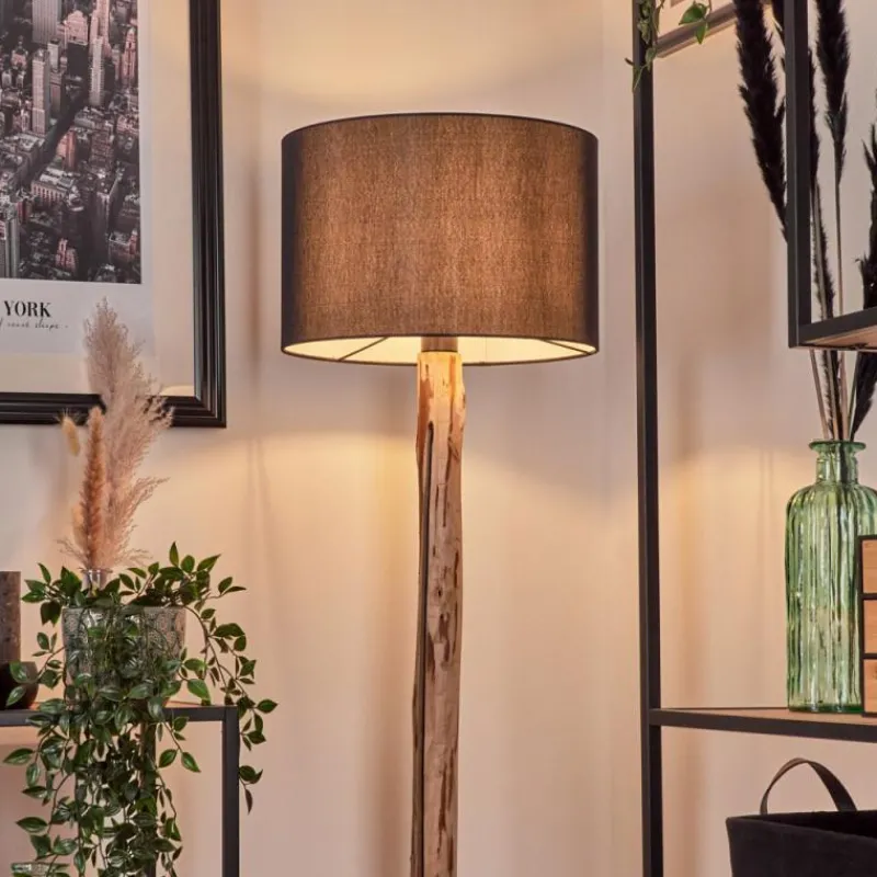 Lampes En Tissu-hofstein Lampadaire Saladillo Écru, Noir, 1 lumière