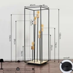 Lampes Vintages & Rétros-hofstein Lampadaire Salla Bois foncé, Noir, 5 lumières