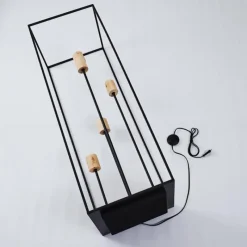 Lampes Vintages & Rétros-hofstein Lampadaire Salla Bois foncé, Noir, 5 lumières