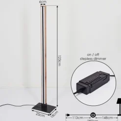 hofstein Lampadaire Salmi LED Couleur bois, Noir, 1 lumière