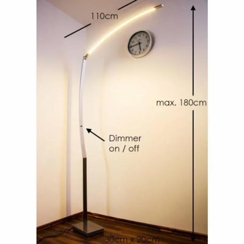 hofstein Lampadaire Santa Marta LED Chrome, Nickel mat, 1 lumière* Lampadaires Et Lampes Sur Pied