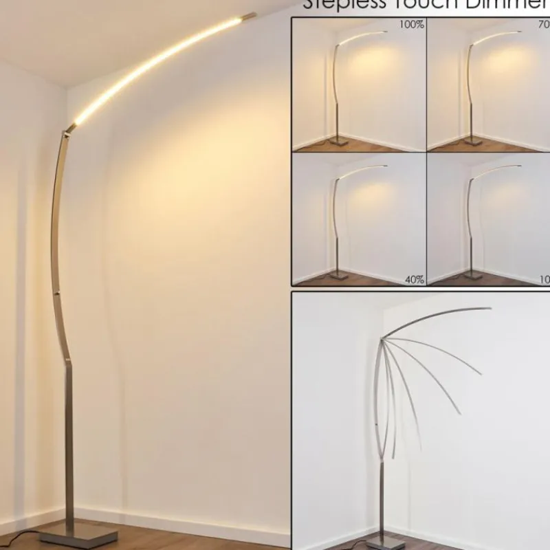 hofstein Lampadaire Santa Marta LED Nickel mat, 1 lumière* Lampadaires Et Lampes Sur Pied